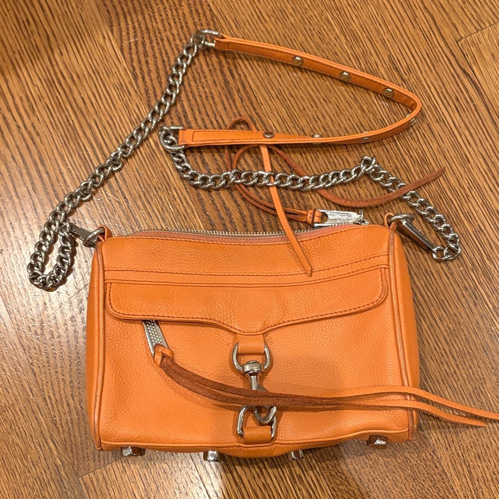 Rebecca Minkoff Orange Crossbody Bag with Chain Strap